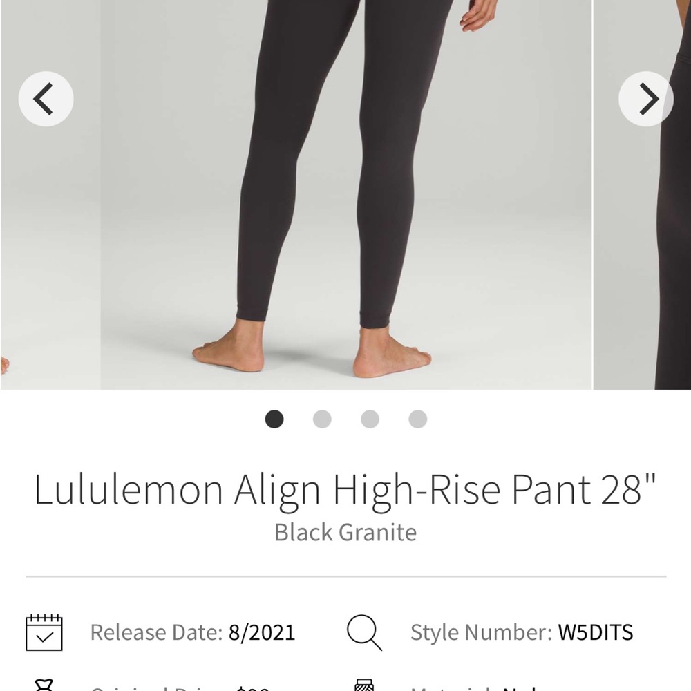 Lululemon Align High Rise Leggings 28” in black granite